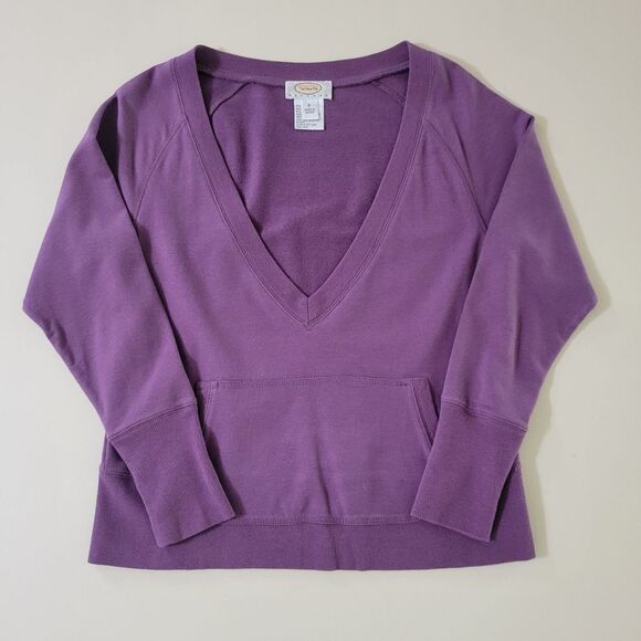 Talbots Women's Purple Deep V-Neck Long Sleeve Sweatshirt - Picture 1 of 11